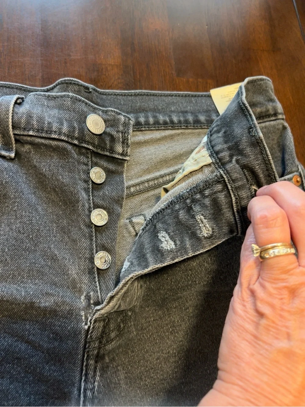 Levi’s 501 Original Button Fly Denim Shorts Blackish Gray Women’s Size 29 Cuffed